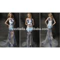 Blue sleeveless noble sexy wedding dresses evening gown party dress club show wear